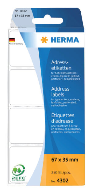 ETIKET HERMA ADRES 4302 67X35MM 250ST LEPORELLO