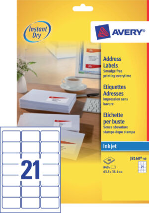 ETIKET AVERY J8160-40 63.5X38.1MM 840ST