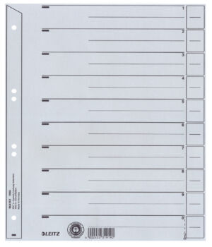 SCHEIDINGSBLADEN LEITZ 1650 KARTON A4 200GR GRIJS