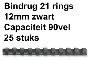 BINDRUG FELLOWES 12MM 21RINGS A4 ZWART