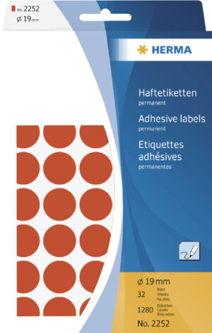 ETIKET HERMA 2252 ROND 19MM 1280ST ROOD