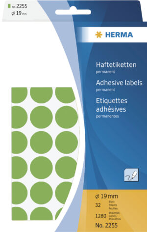 ETIKET HERMA 2255 ROND 19MM GROEN 1280ST