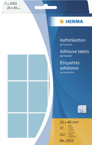 ETIKET HERMA 2453 25X40MM 512ST BLAUW