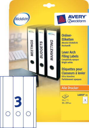 RUGETIKET AVERY ZWECK L6059-25 297X59MM 75ST