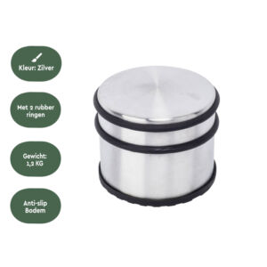 DEURSTOPPER BRASQ MET RUBBEREN RINGEN RVS