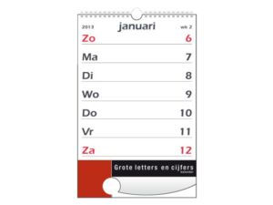 Kalender 2027 met grote letters En cijfers Qua